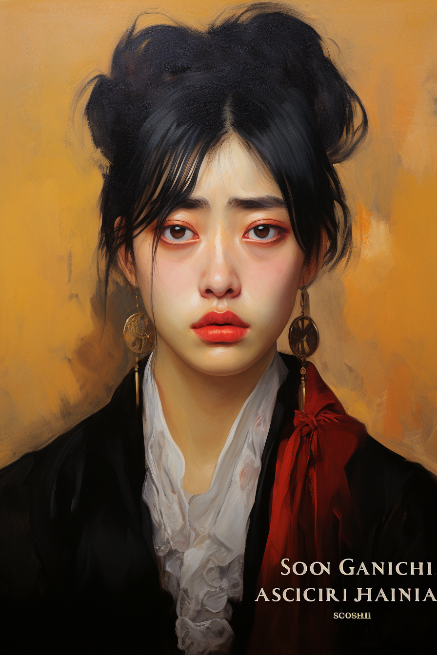 Asian Female Crying Woman Portrait Sketch