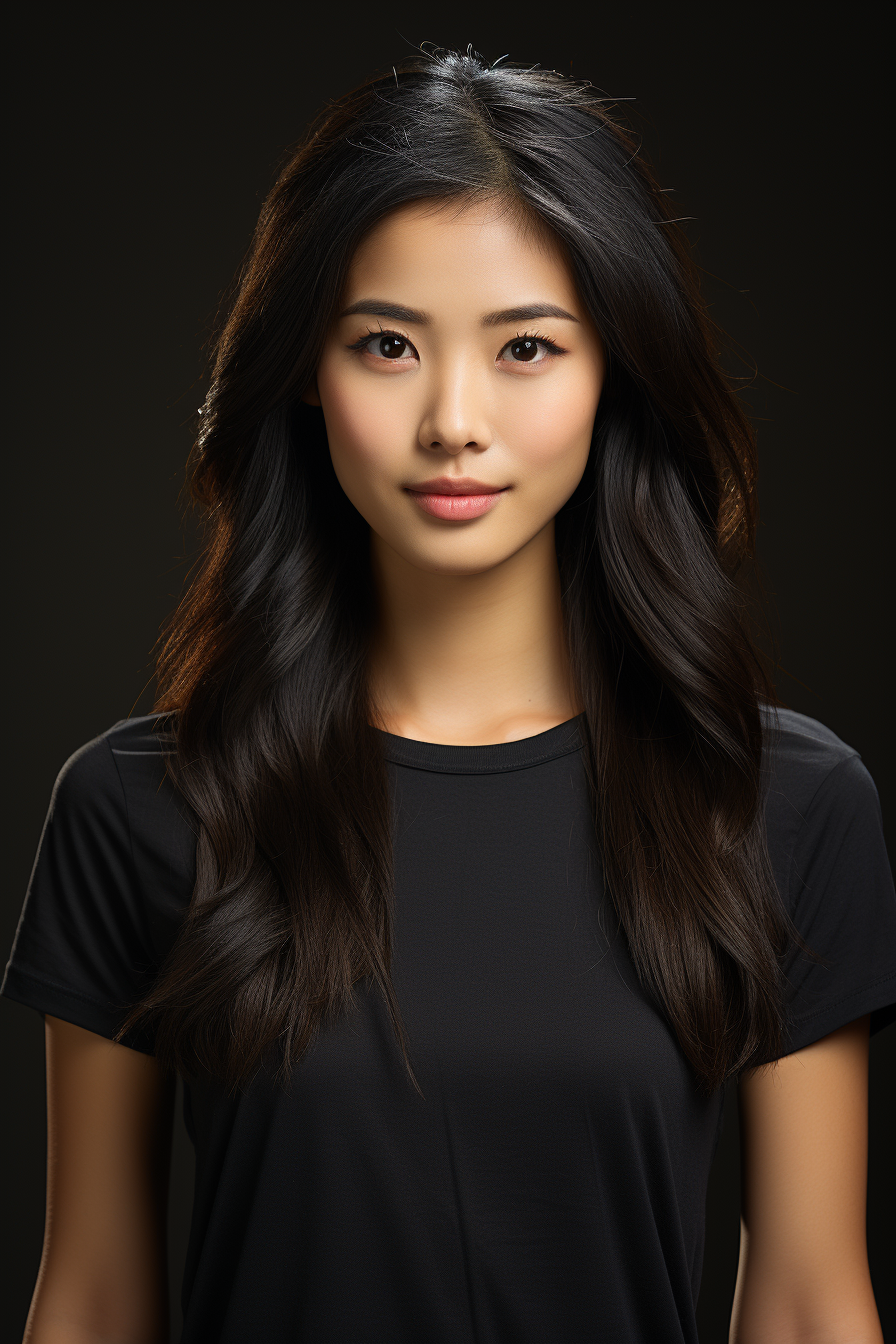 Asian girl with black hair in professional ID photos