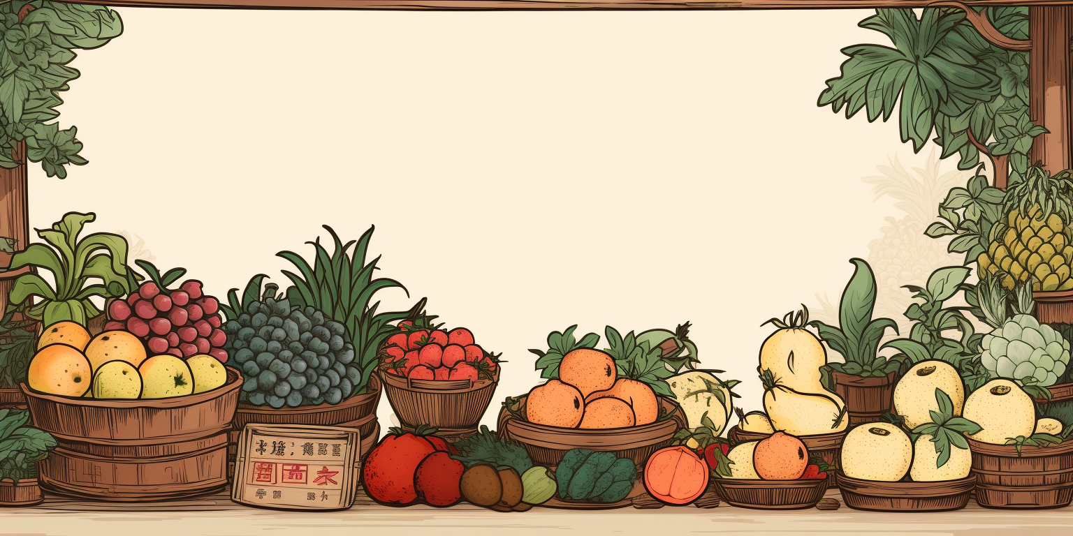 Fresh Asian fruits and vegetables at a grocery store