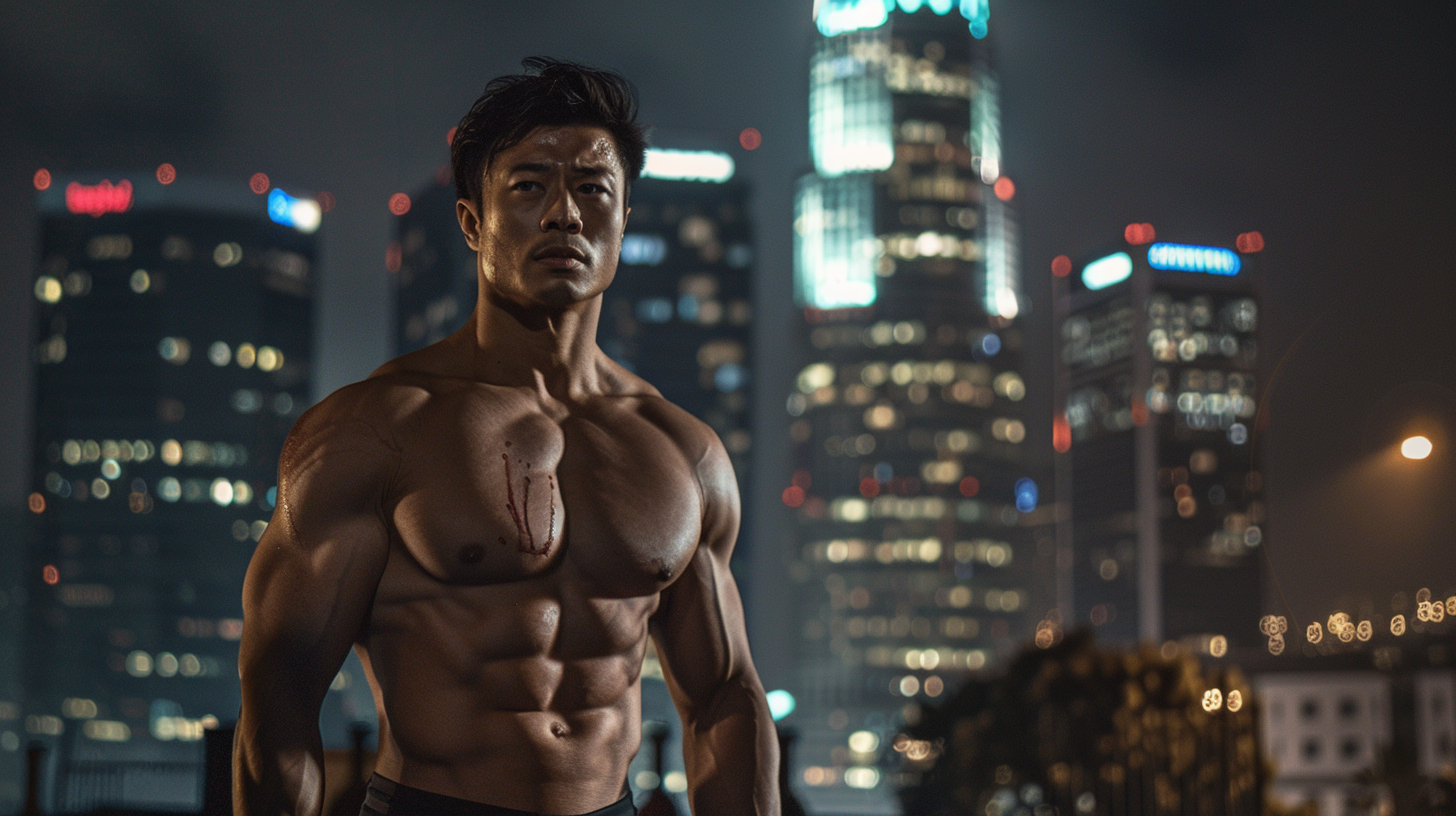 Asian hero with muscles