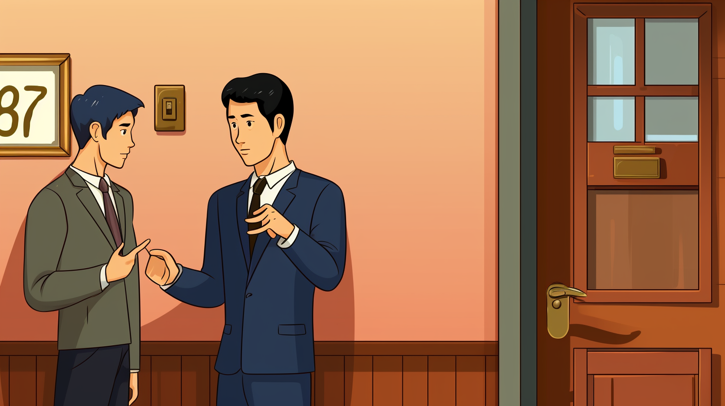 Asian Intermediary Knocking Door Cartoon