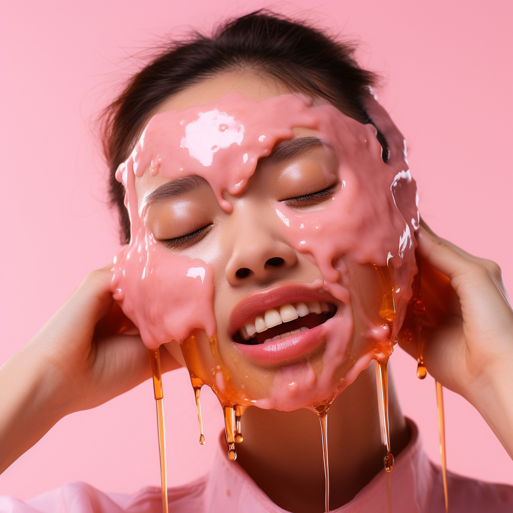 Happy Asian Girl with Honey Facial