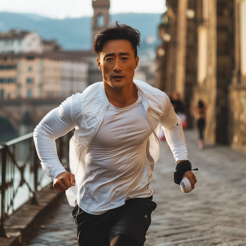 Asian man doing cardio in Florence