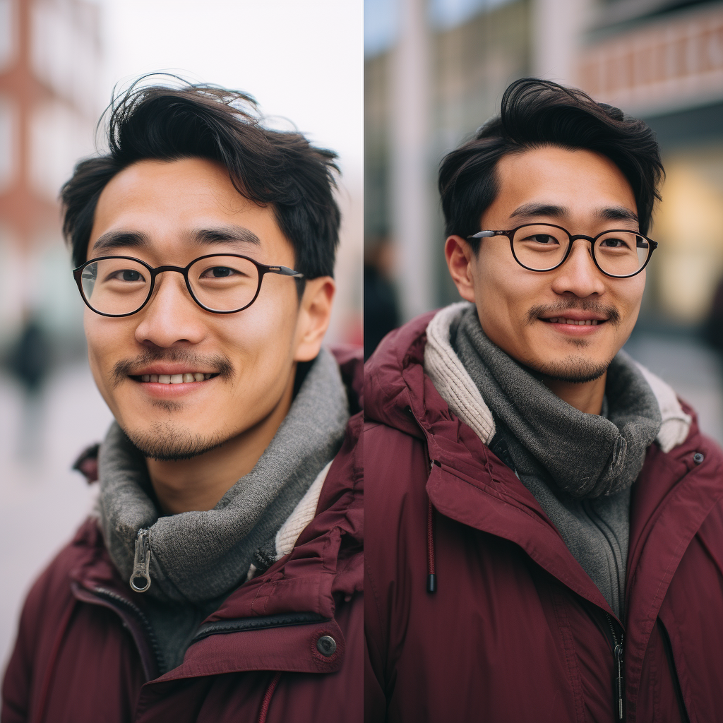 Asian man with glasses in Oslo Norway