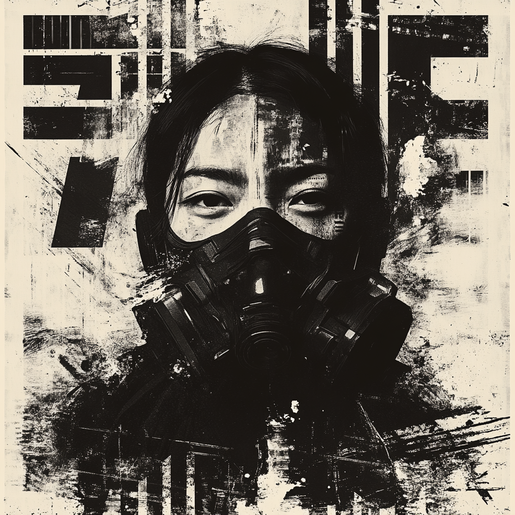 Asian masked guerrilla warrior poster