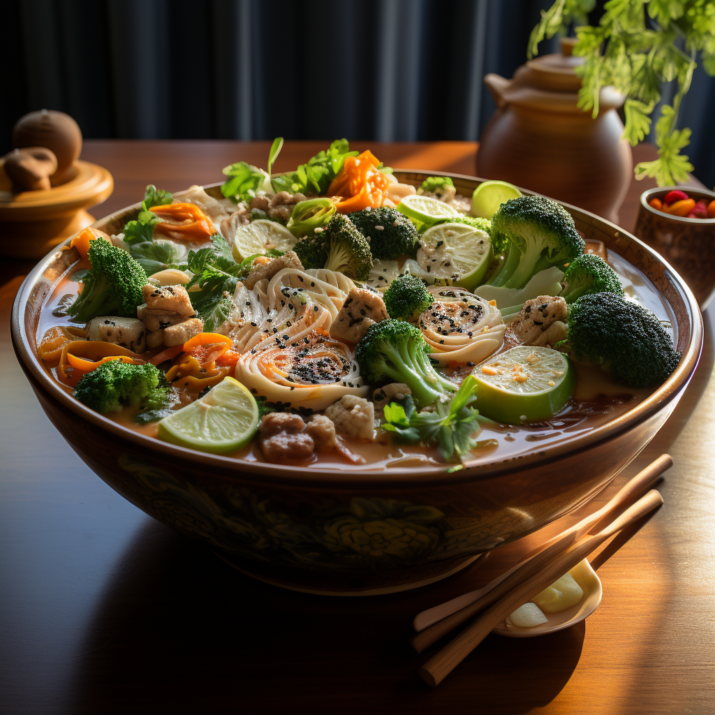 Tempting Asian Noodle Soup with Tofu and Vegetables