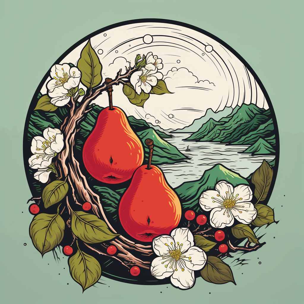 Asian Pear Sticker T-shirt Design