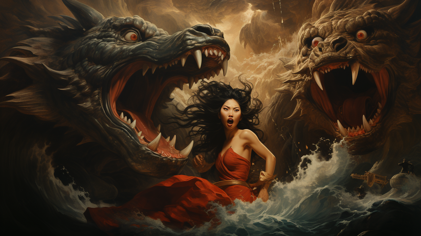 Gorgeous Asian siren captivating sailors