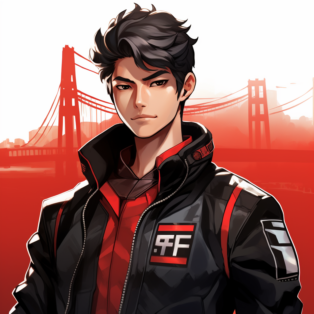 Asian tech worker in San Francisco, bomber jacket