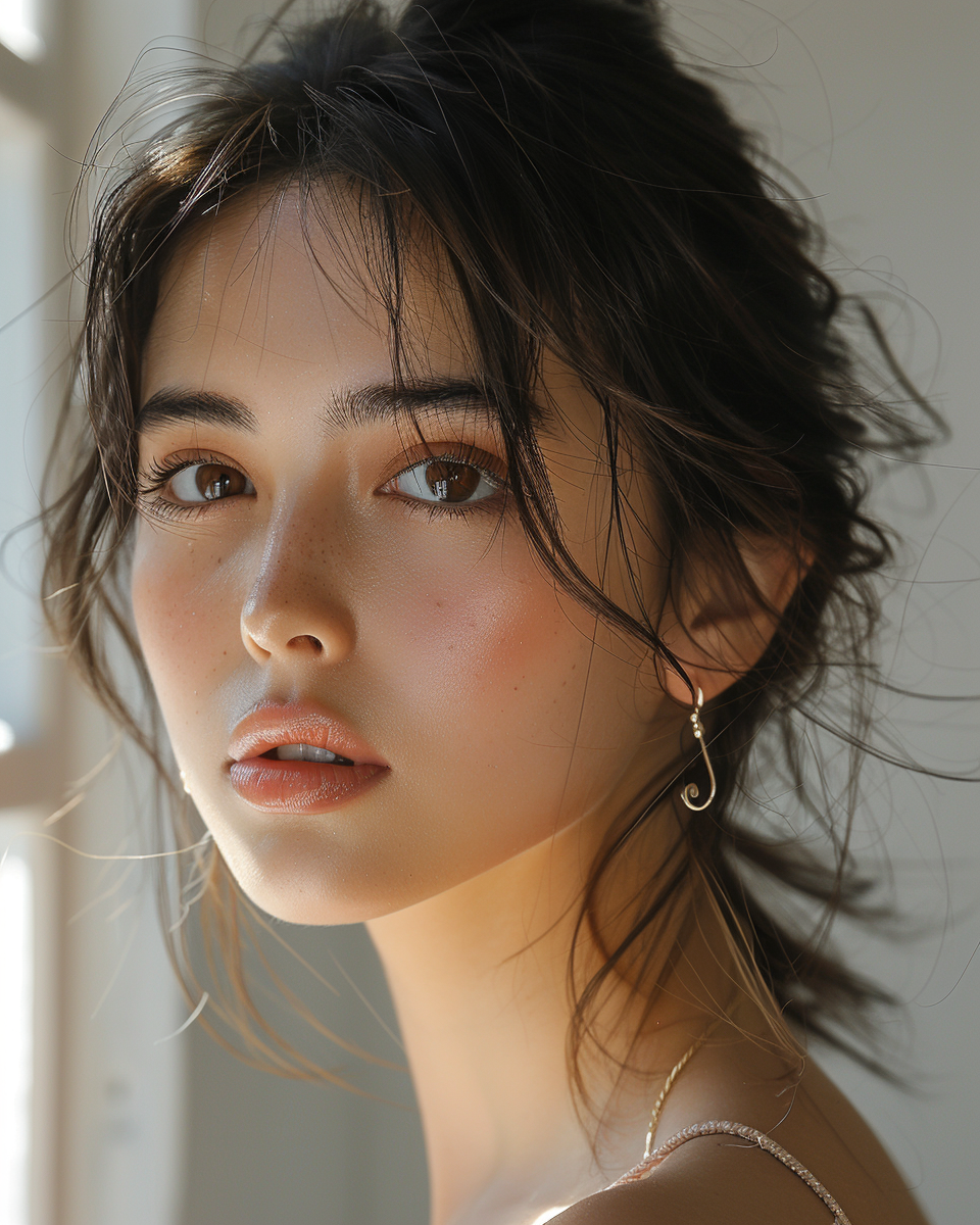 Asian woman wearing earrings outdoors