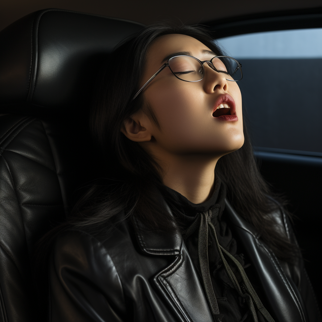 Smiling Asian Woman in Car Seat