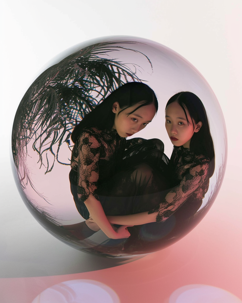 Asian Women Hiding in Orb