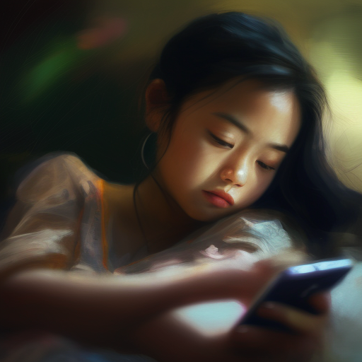Asian girl playing with mobile phone