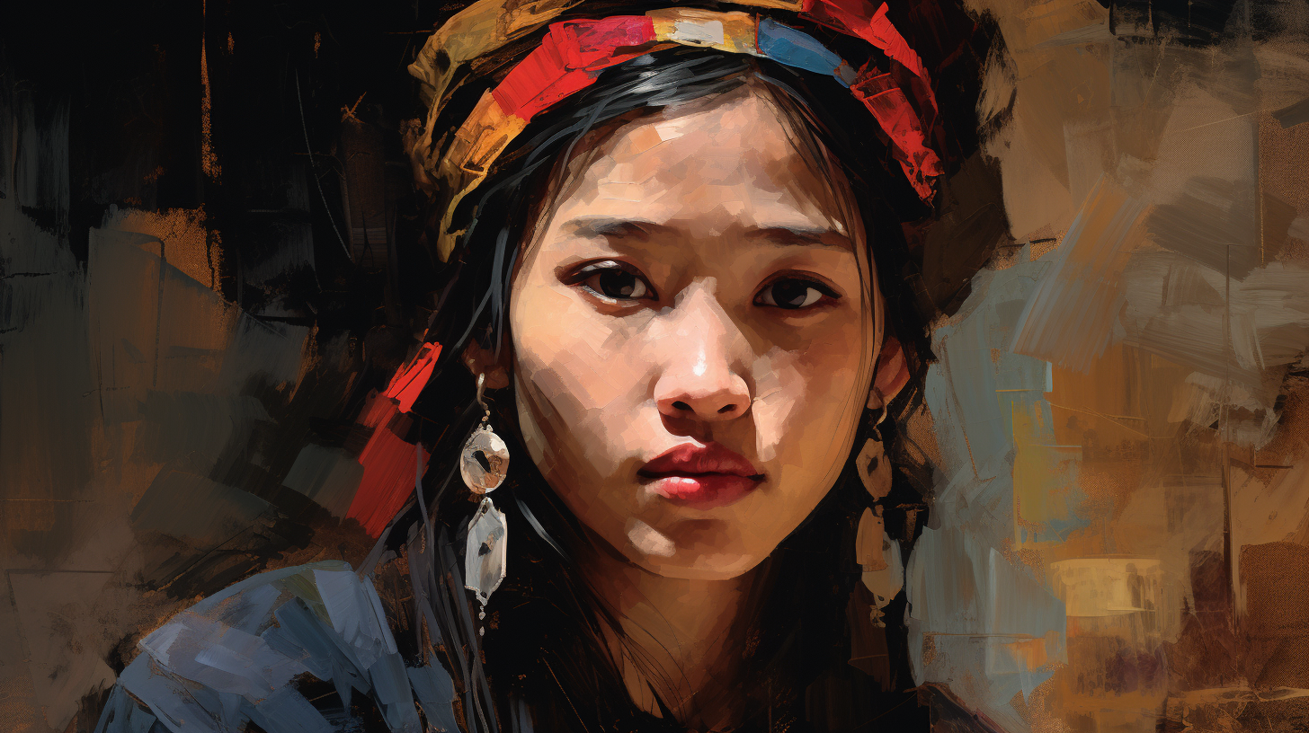 Stunning Asian Hmong Woman Caricature