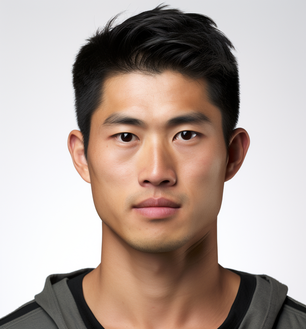 Portrait of Asian male on white background