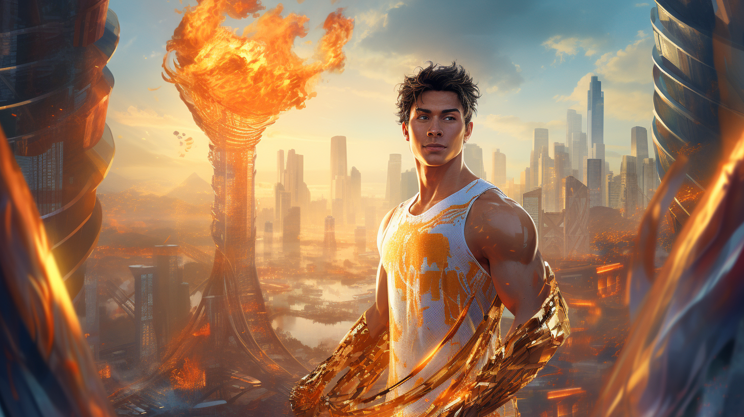 Asian Olympian Torch Futuristic World