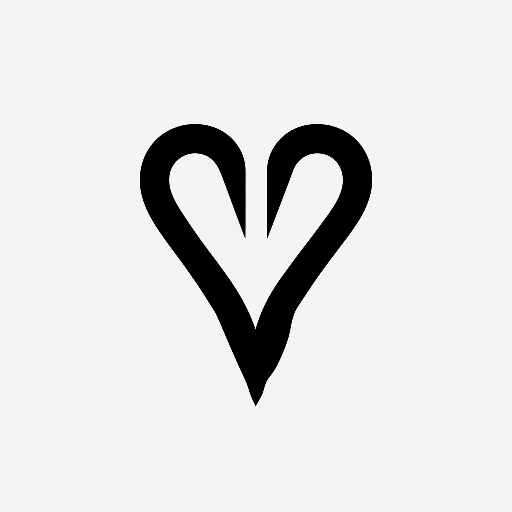 Minimal black on white ASL love hand symbol