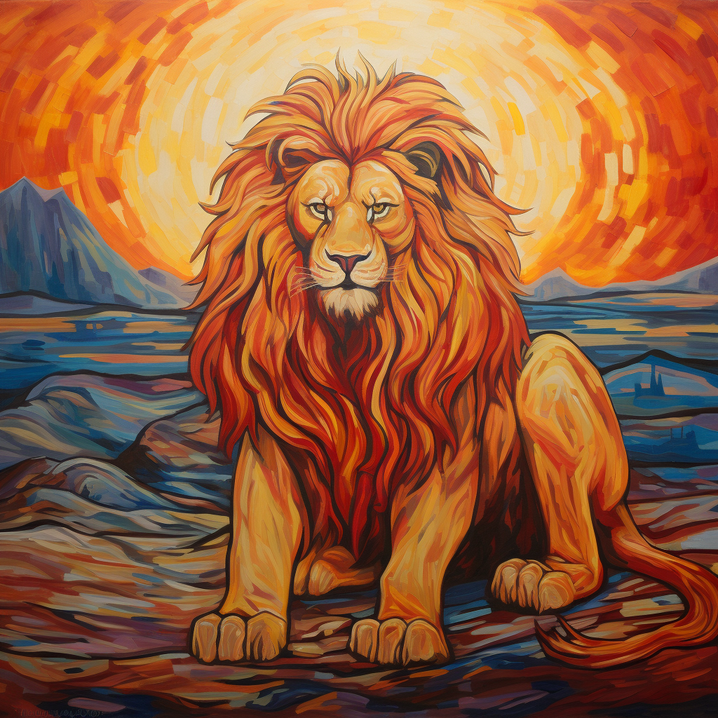 Artistic representation of Aslan in Munch's style