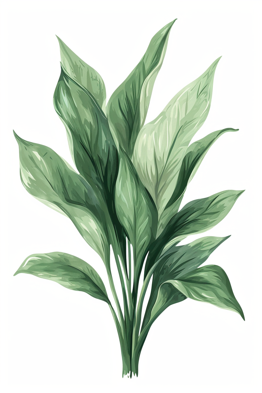 Aspidistra Illustration Acrylic Drawing Muted Pastel Colors