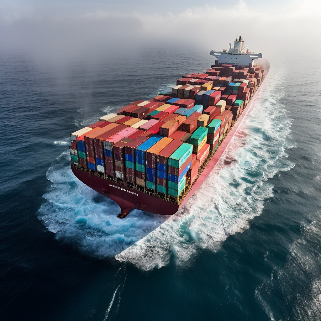 Large Sea Turtle on Container Ship