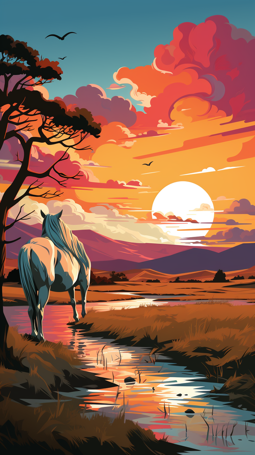 Colorful Assateague Island Sticker Illustration