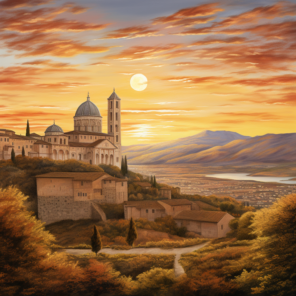 Sunset at Assisi Basilica: Stunning Landscape