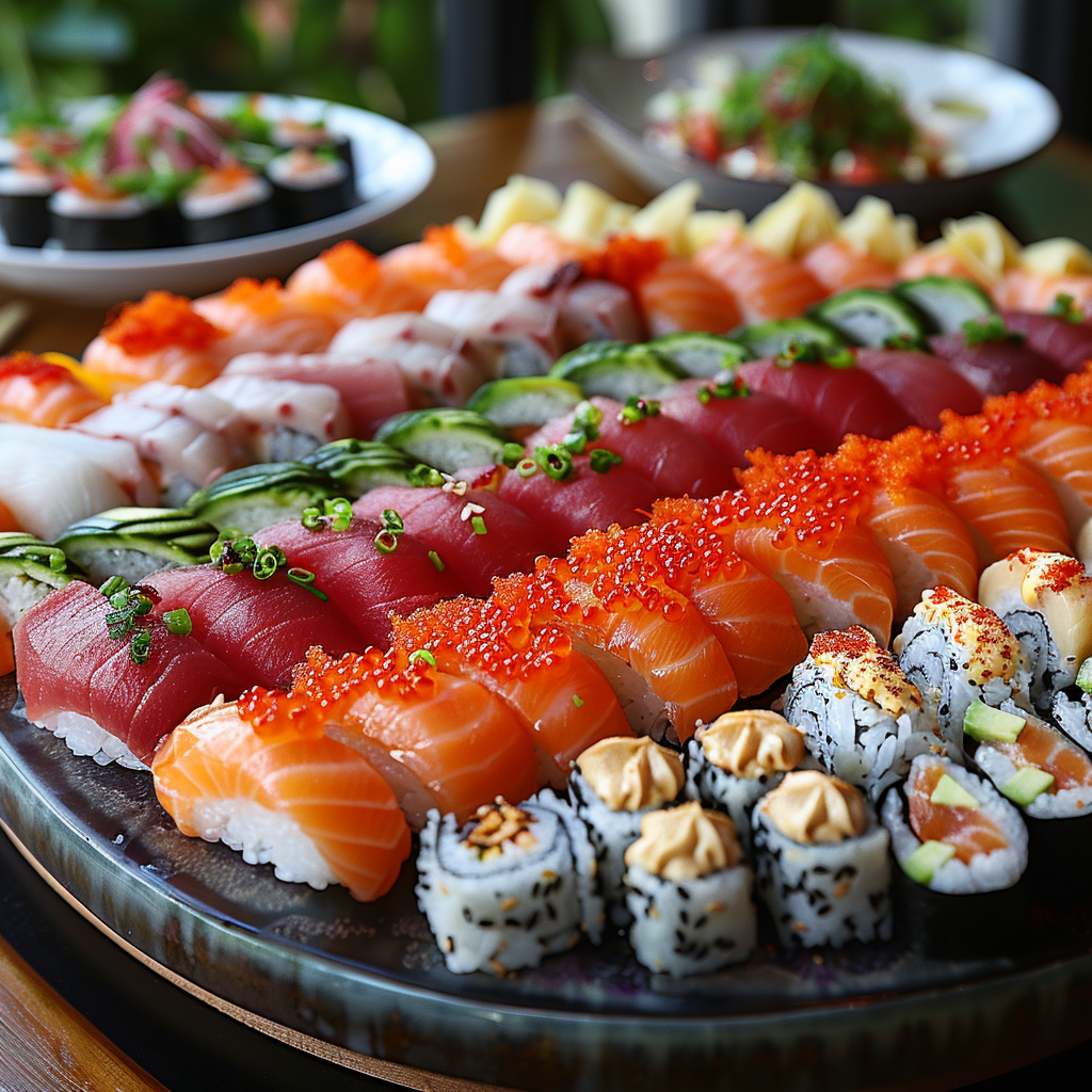 Assorted Sushi Platter Closeup