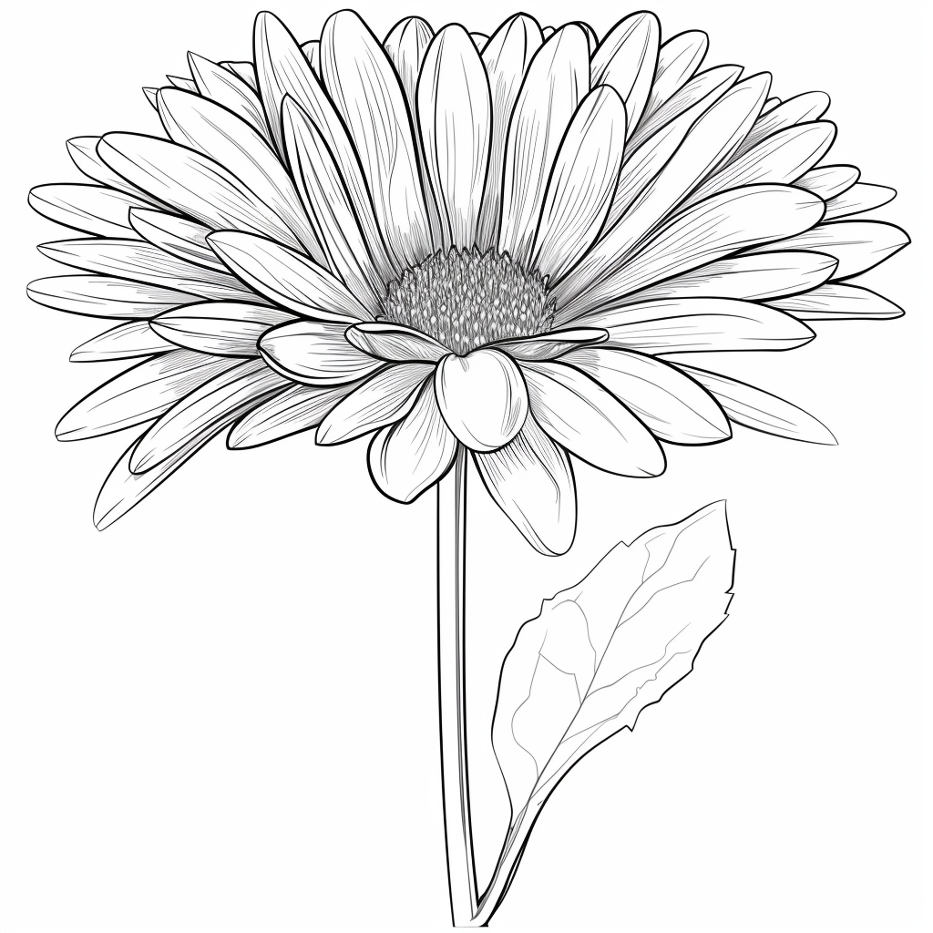 White background aster flower outline