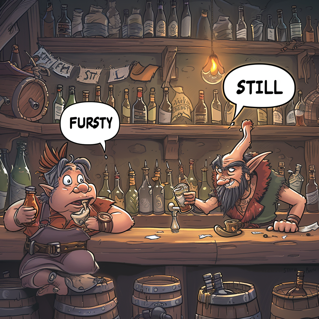 Asteria and Obelix at a Bar