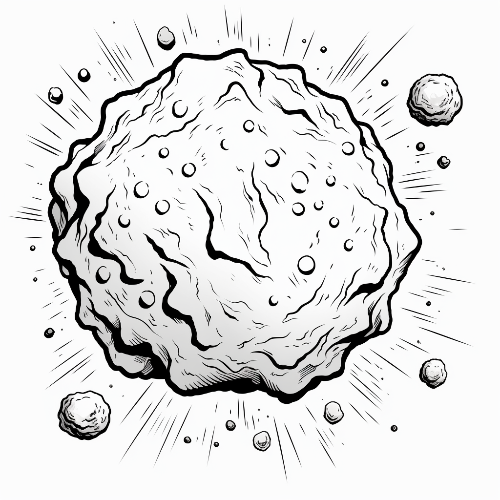 Coloring sheet of an asteroid with flames