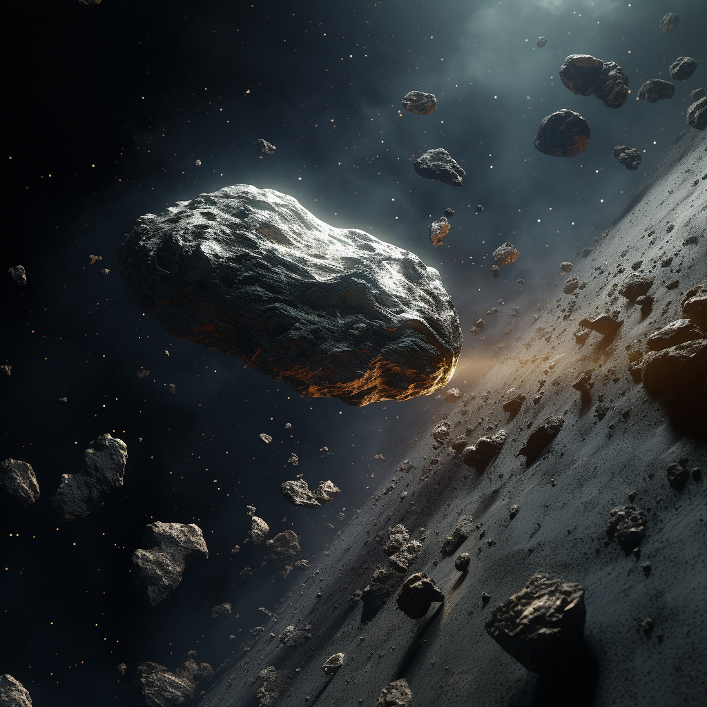 Asteroid being harvested for resources