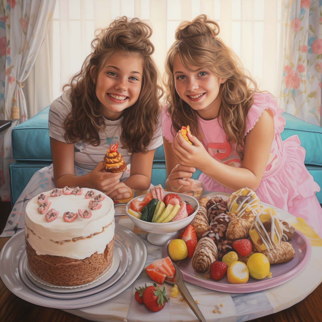 Sisters with Delicious Desserts