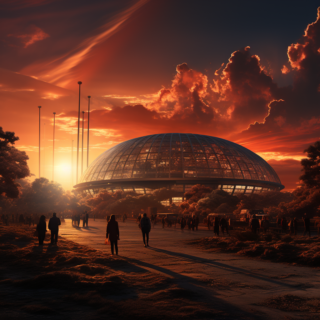 Stunning Astrodome Sunset with Photorealistic Glow