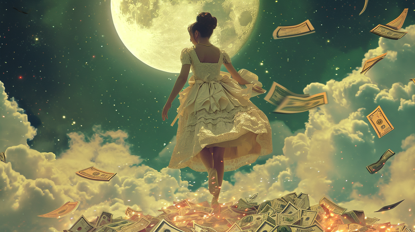 Astrological women with money in the sky