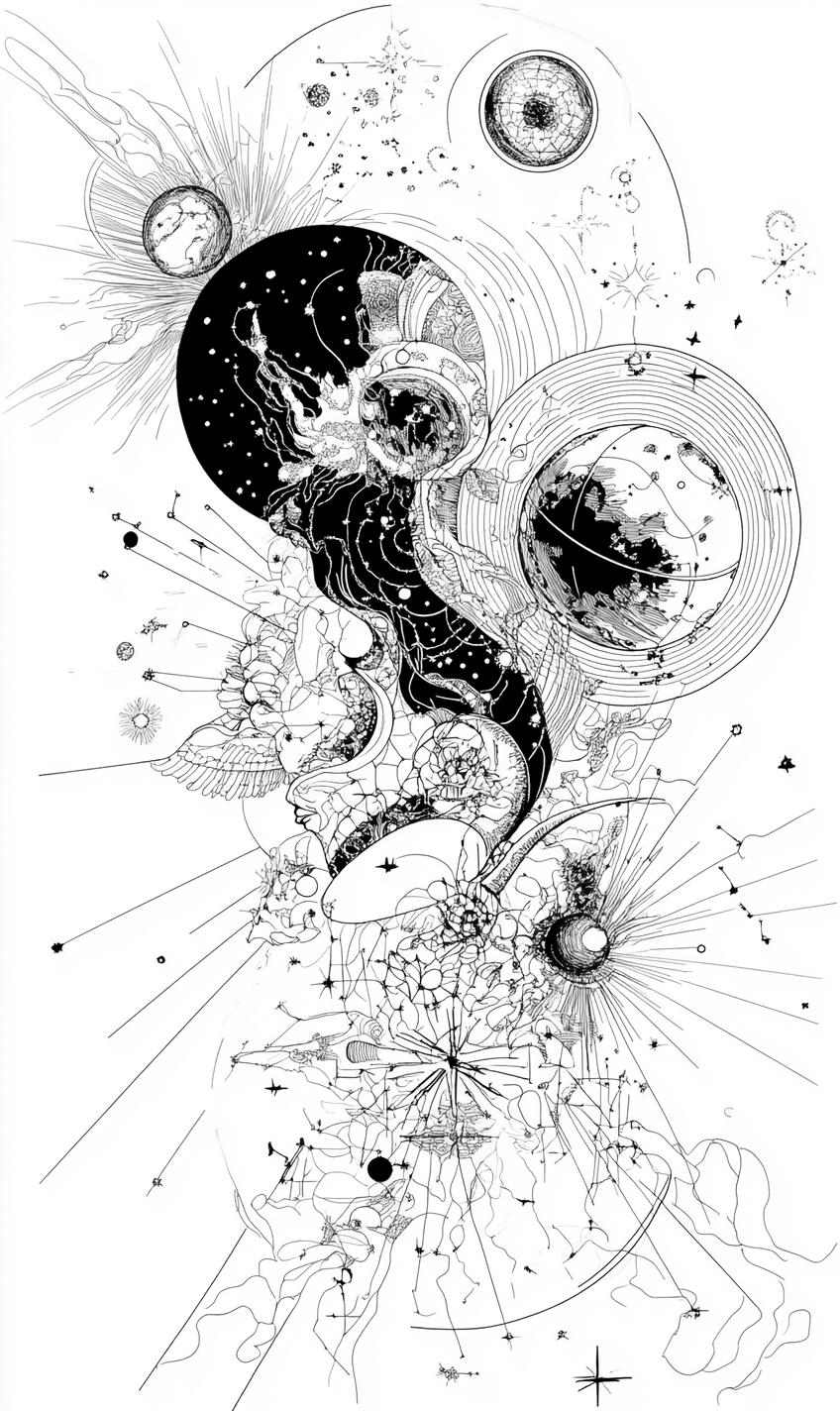 Astrology Adult Coloring Page Minimalist