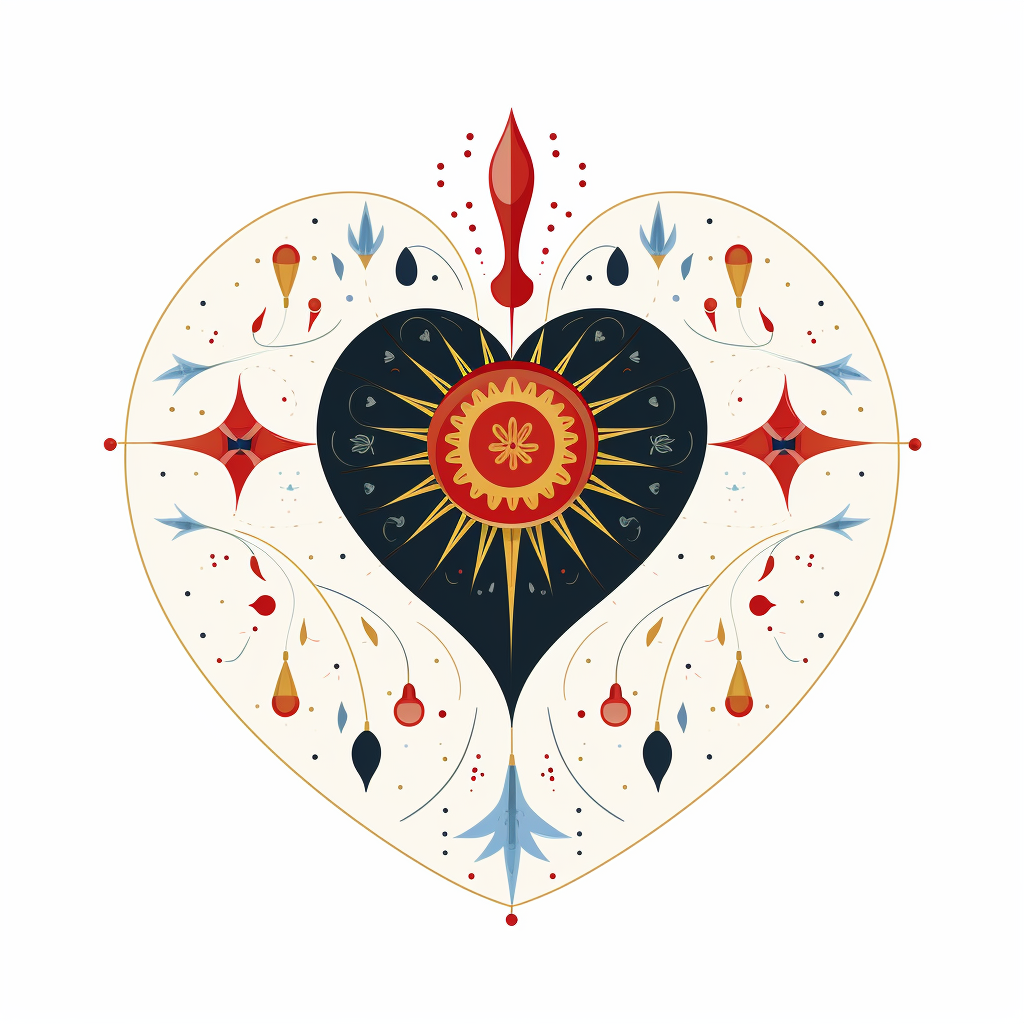 Astrology heart shape in Renaissance flat minimalist design