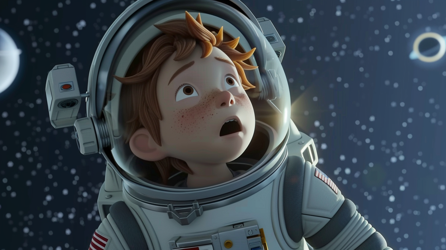 astronaut boy talking to boy 3D