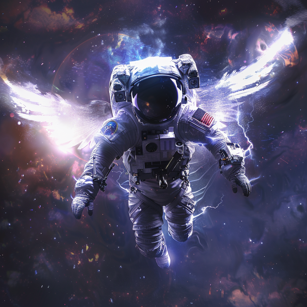 astronaut boy wings space