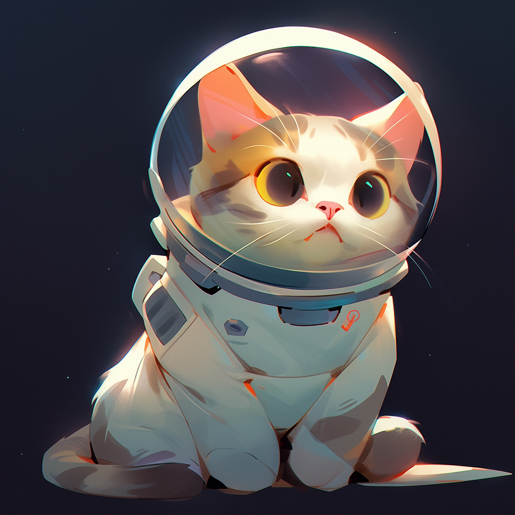 Cute Astronaut Cat in Space