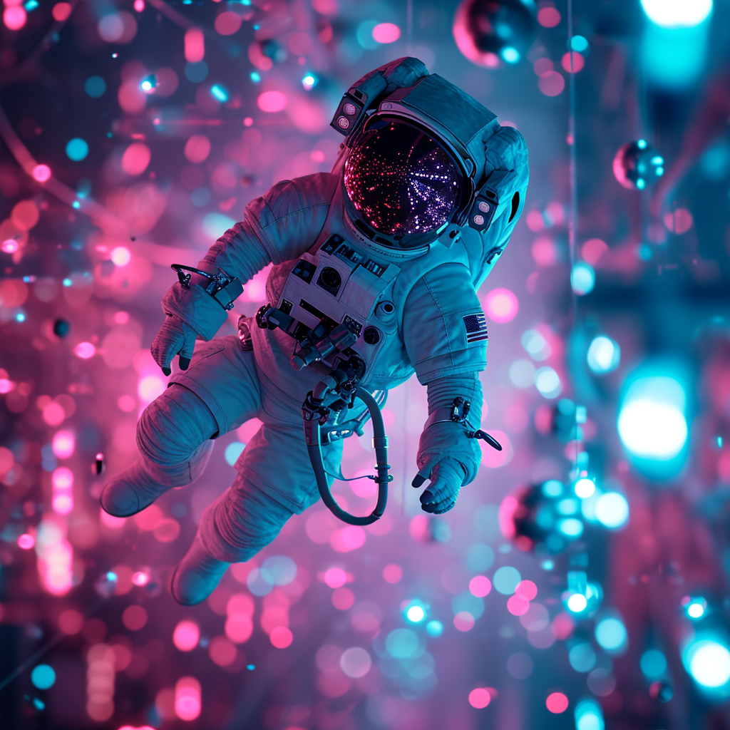 Astronaut with Christmas hat in space