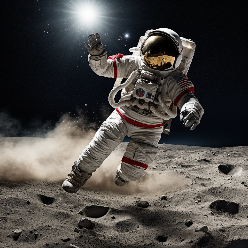 Astronaut dancing Zeybek on moon