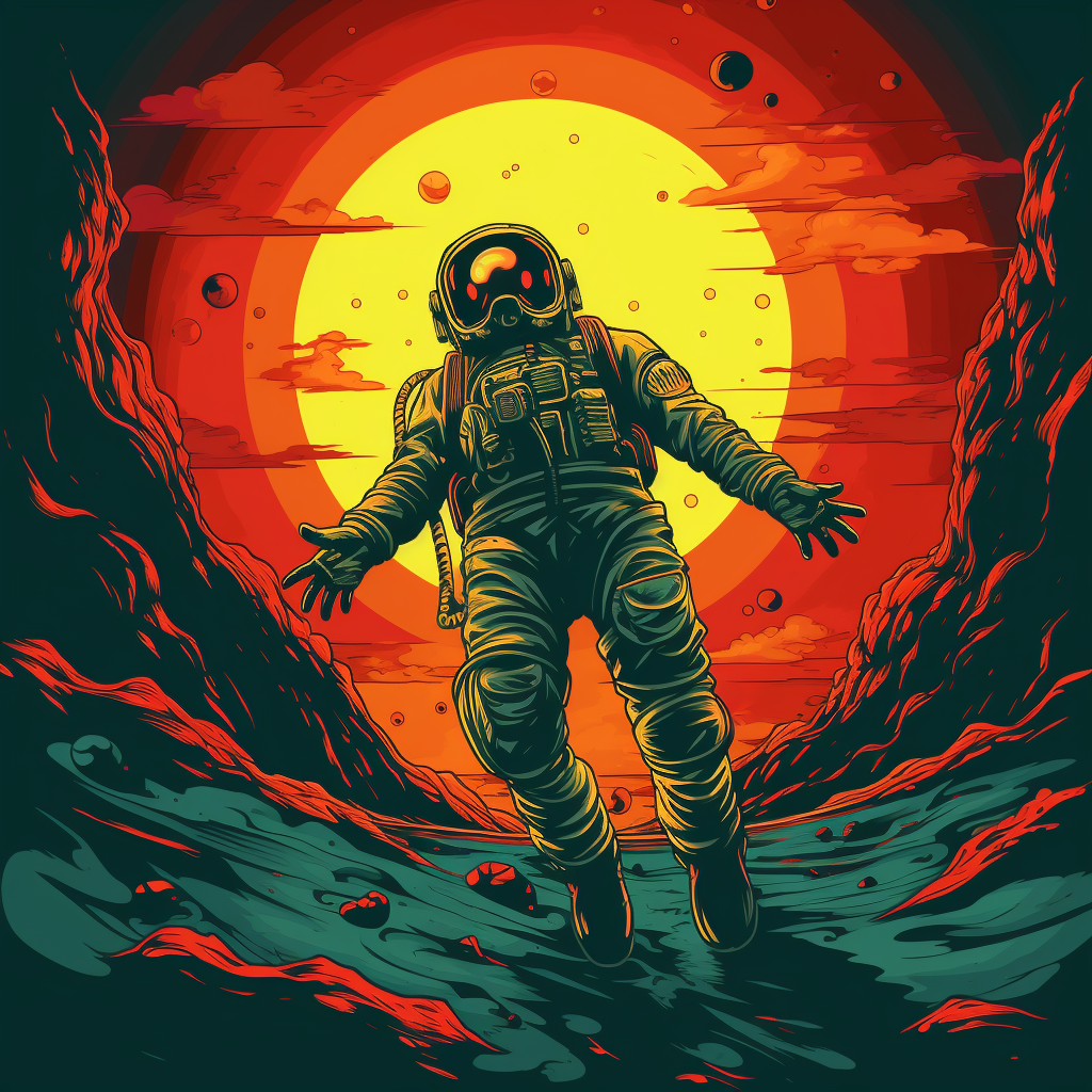 Astronaut Floating Outerspace Zombie Screaming