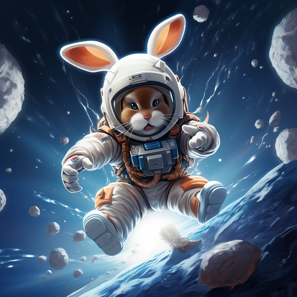 Astronaut floating in space, Looney Tunes