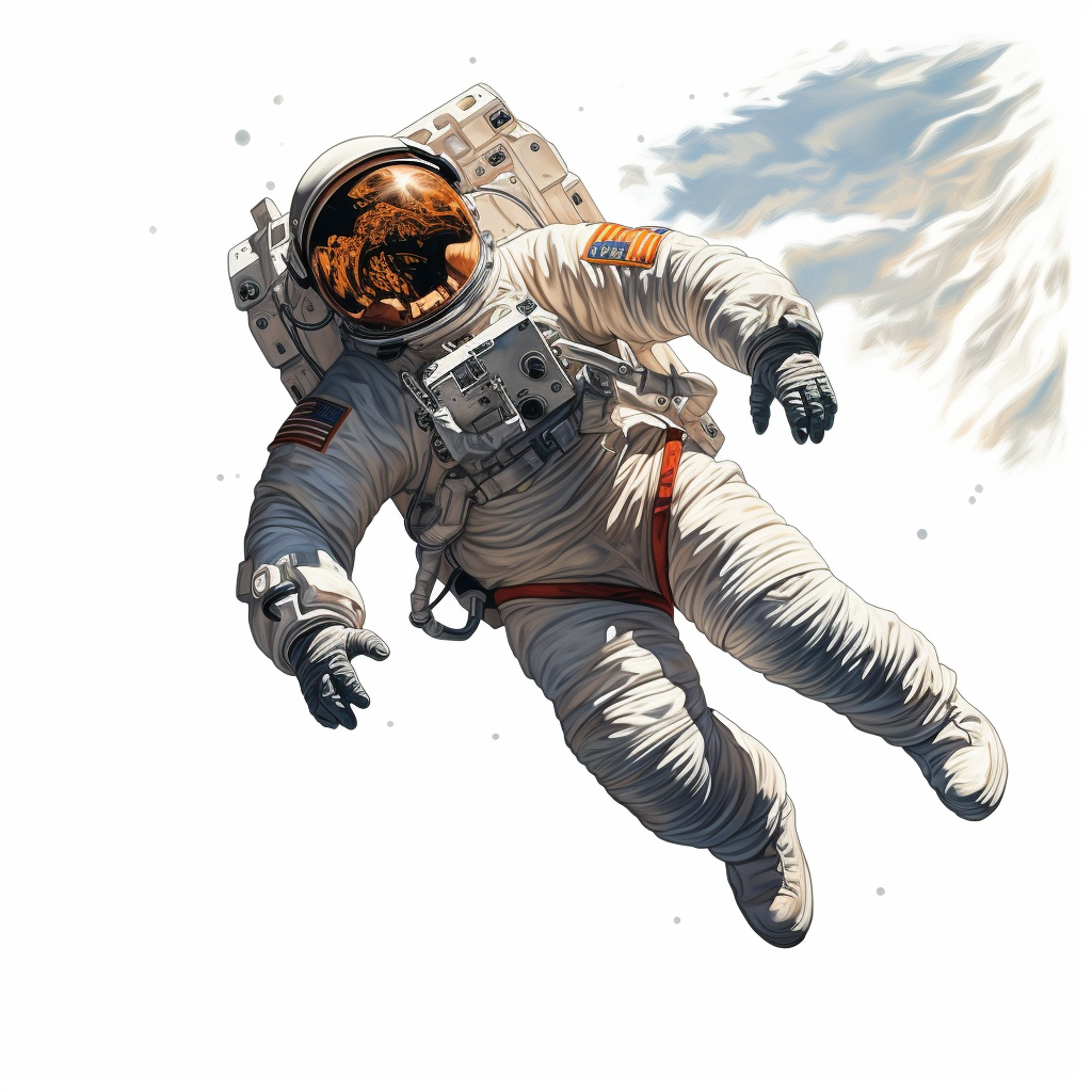 Astronaut floating white background