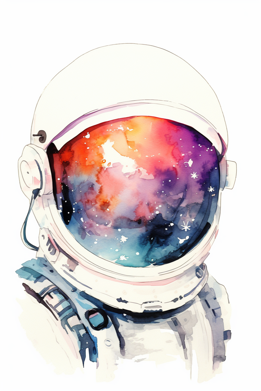 Astronaut Helmet Graphic on White Background