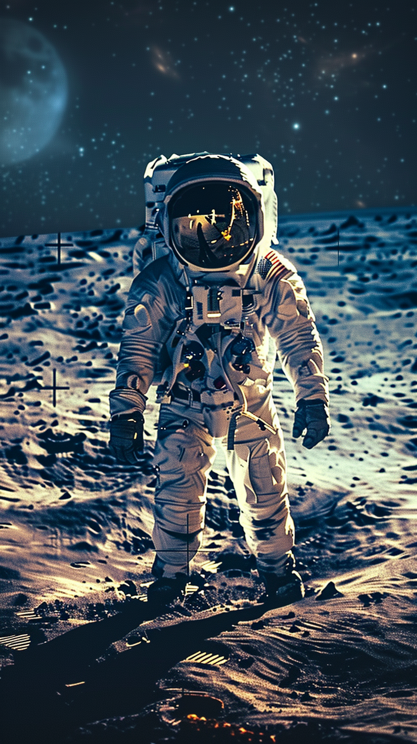 Astronaut on lunar film set