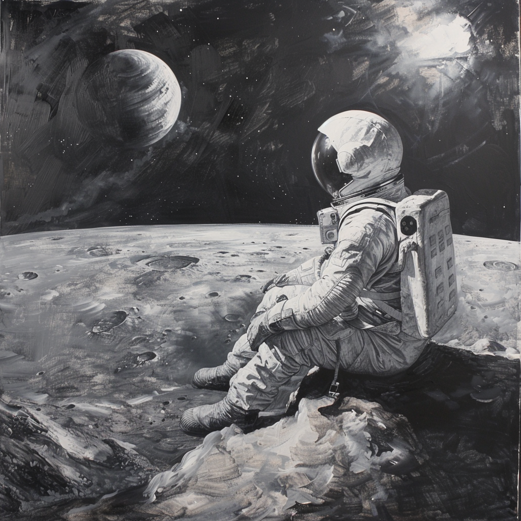 Astronaut on Mars Painting