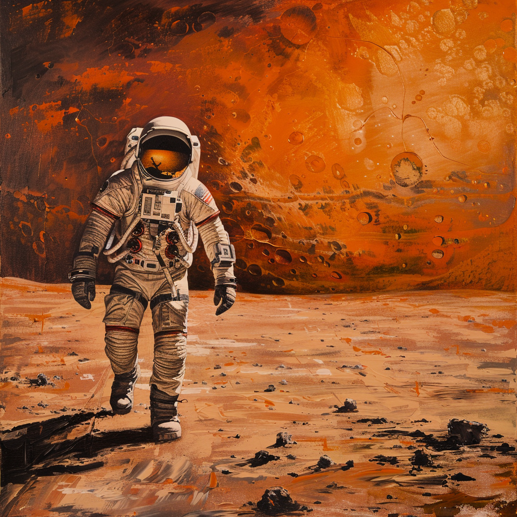 astronaut on Mars painting art