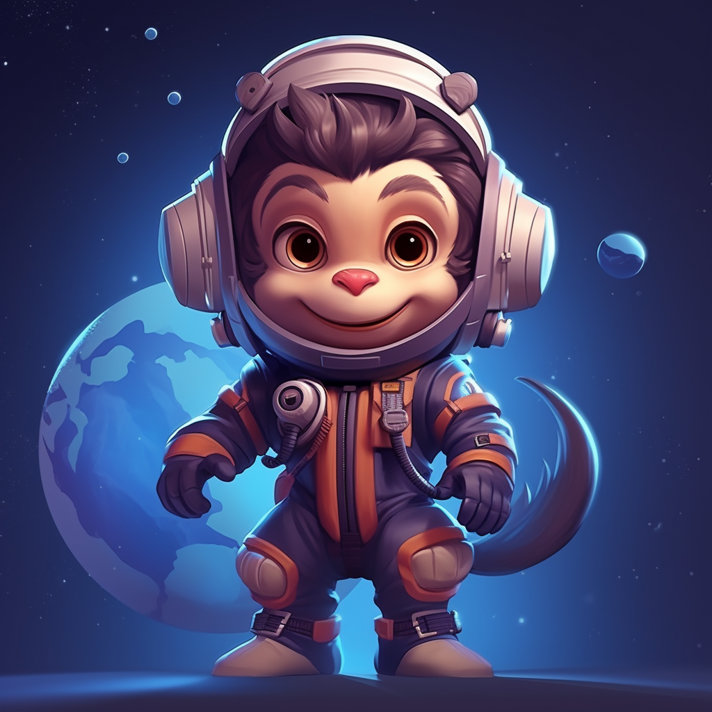 Cute Astronaut Monkey Cartoon Character