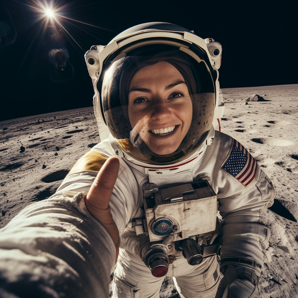 Woman Astronaut Taking Moon Selfie ✨